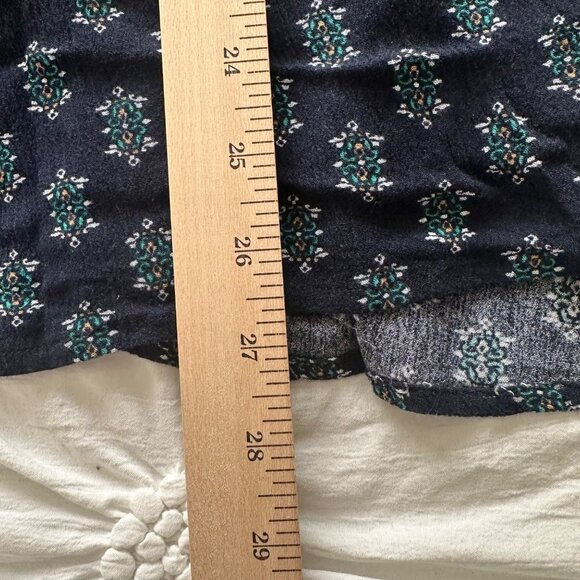 loralette Womens 3X Navy Floral Boho V-Neck Peasant Top 3/4 Sleeves Hippie - Picture 7 of 7